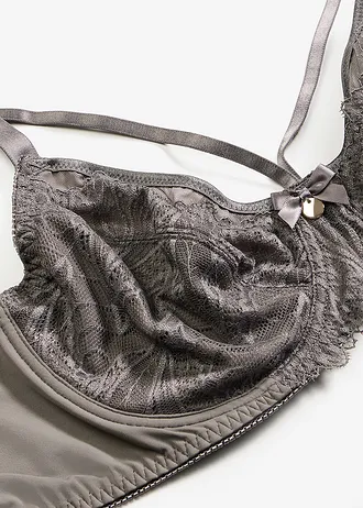 Sutien minimizer cu dantelă fină • gri-granit • magazin bonprix