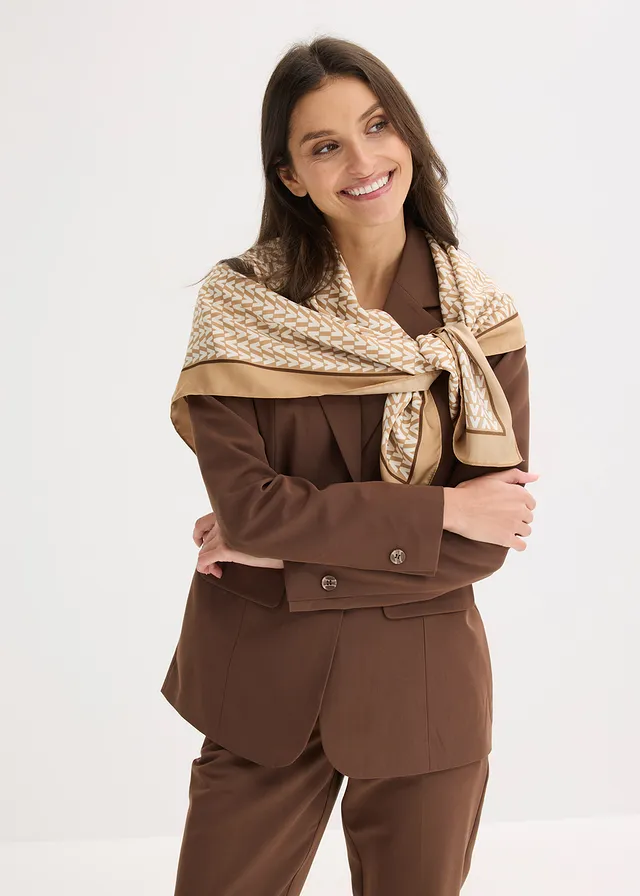Grand foulard à motif graphique • marron/beige • product-page.page-title-suffix
