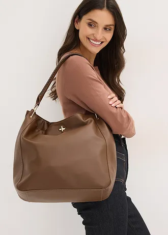 Schoudertas met riemdetail • bruin • bonprix online shop