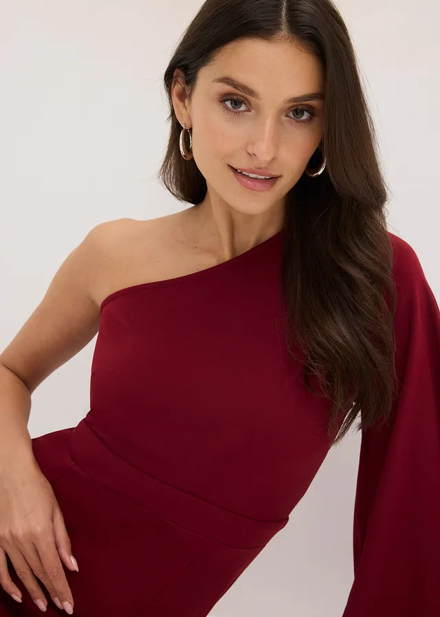 Robe de soirée une épaule • rouge rubis • product-page.page-title-suffix