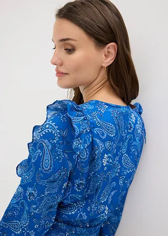 Blouse à volants et smocks • bleu arctique paisley • Boutique bonprix