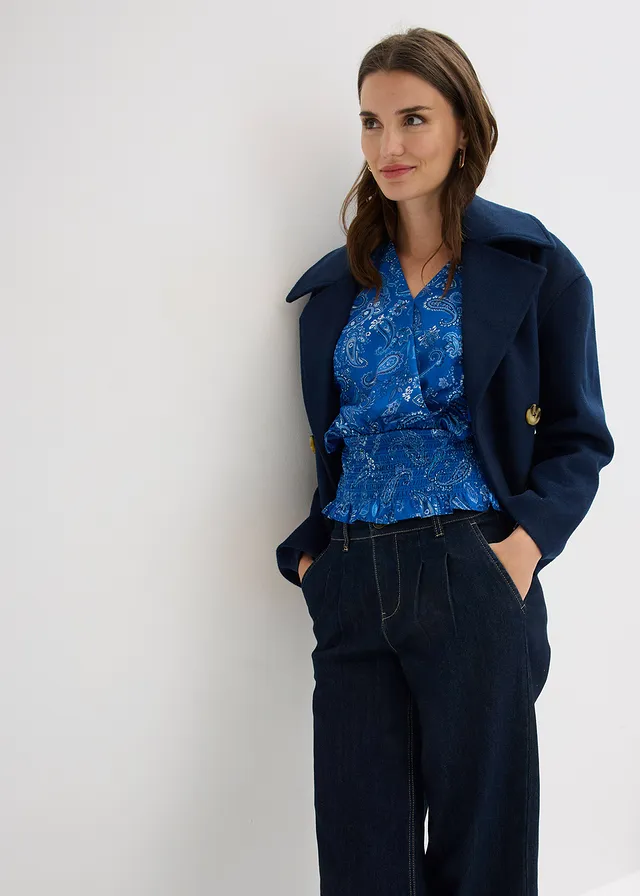 Blouse met volants, gesmokt • arctisch blauw paisley • product-page.page-title-suffix