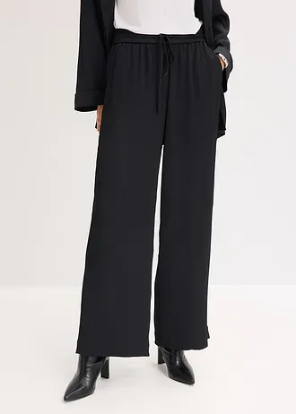 Pantaloni largi cu talie comodă • negru • magazin bonprix