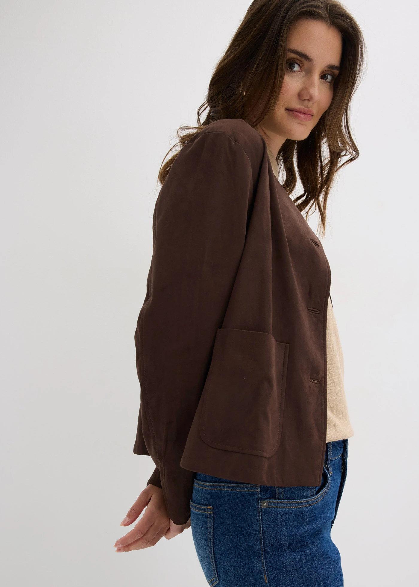 Veste en suédine • marron foncé • Boutique bonprix
