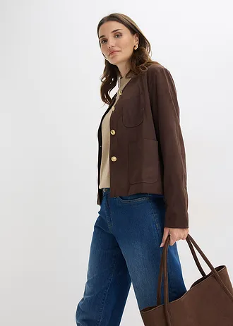 Bunda z umělé velurové kůže • tmavě hnědá • bonprix obchod