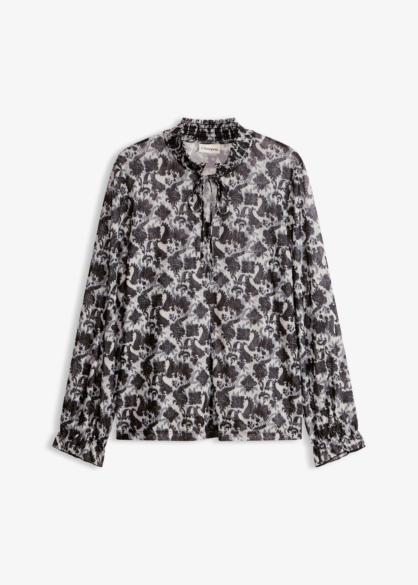 Blouse van fijn mesh • zwart-wolwit paisley • bonprix online shop