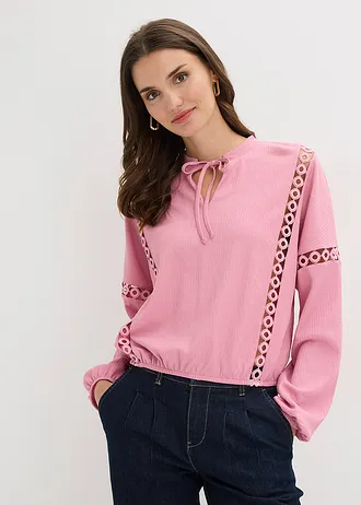 T-shirt manches longues en crêpe texturé • orchidée fumé • Boutique bonprix