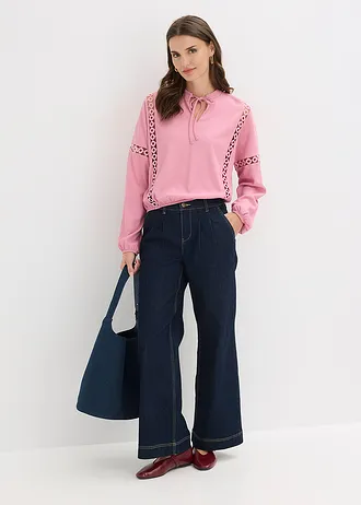 Bluză cu mâneci lungi din crep texturat • violet-orhidee fumuriu • magazin bonprix