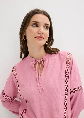 T-shirt manches longues en crêpe texturé • orchidée fumé • Boutique bonprix