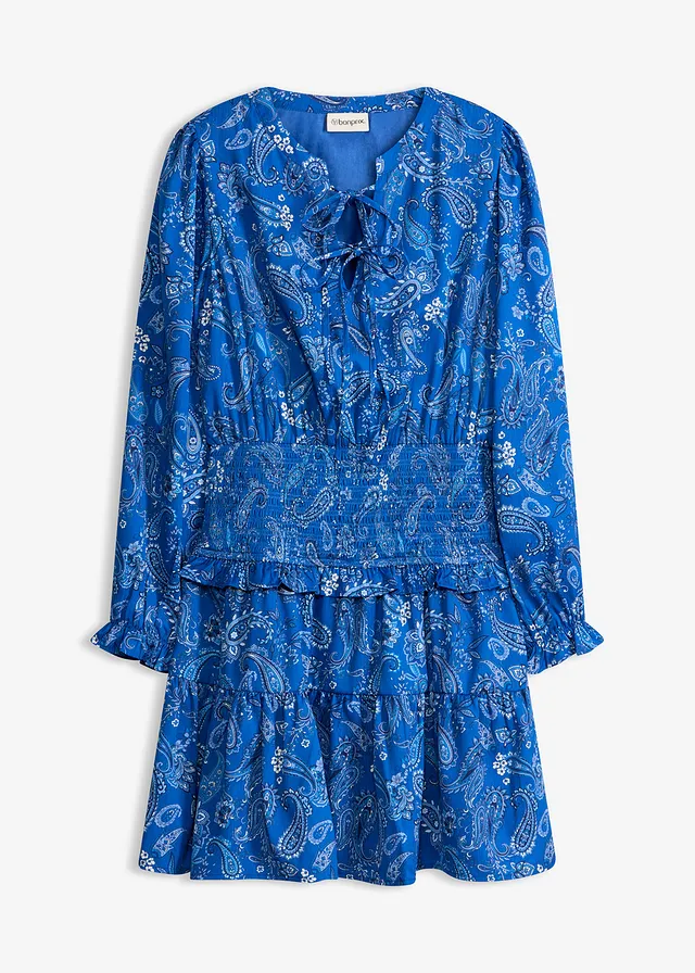 Mini jurk van gestructureerde crêpe • arctisch blauw paisley • bonprix online shop