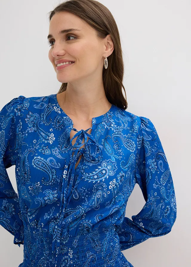 Mini jurk van gestructureerde crêpe • arctisch blauw paisley • product-page.page-title-suffix