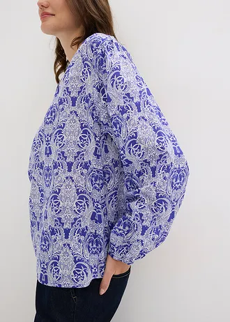 Blúzka z čistej bavlny • arktická modrá-biela vlna potlačená • obchod bonprix