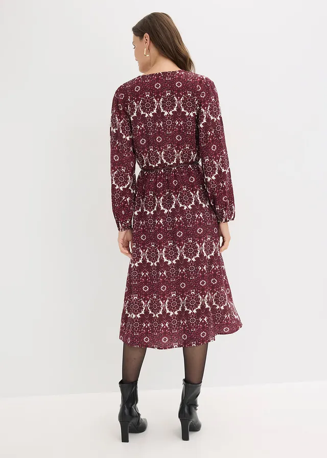 Robe midi en matière douce • rouge rubis imprimé • product-page.page-title-suffix