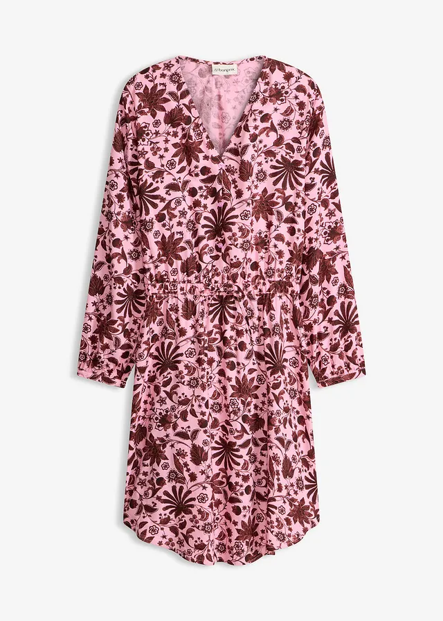 Robe midi en viscose fluide, Couleur: orchidée fumé floral