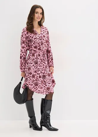 Rochie midi din viscoză fluidă • violet-orhidee fumuriu cu flori • magazin bonprix