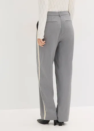 Pantalon met comfortabele tailleband, Kleur: grijs gemêleerd