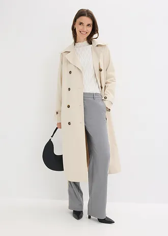 Pantalon met comfortabele tailleband, Kleur: grijs gemêleerd