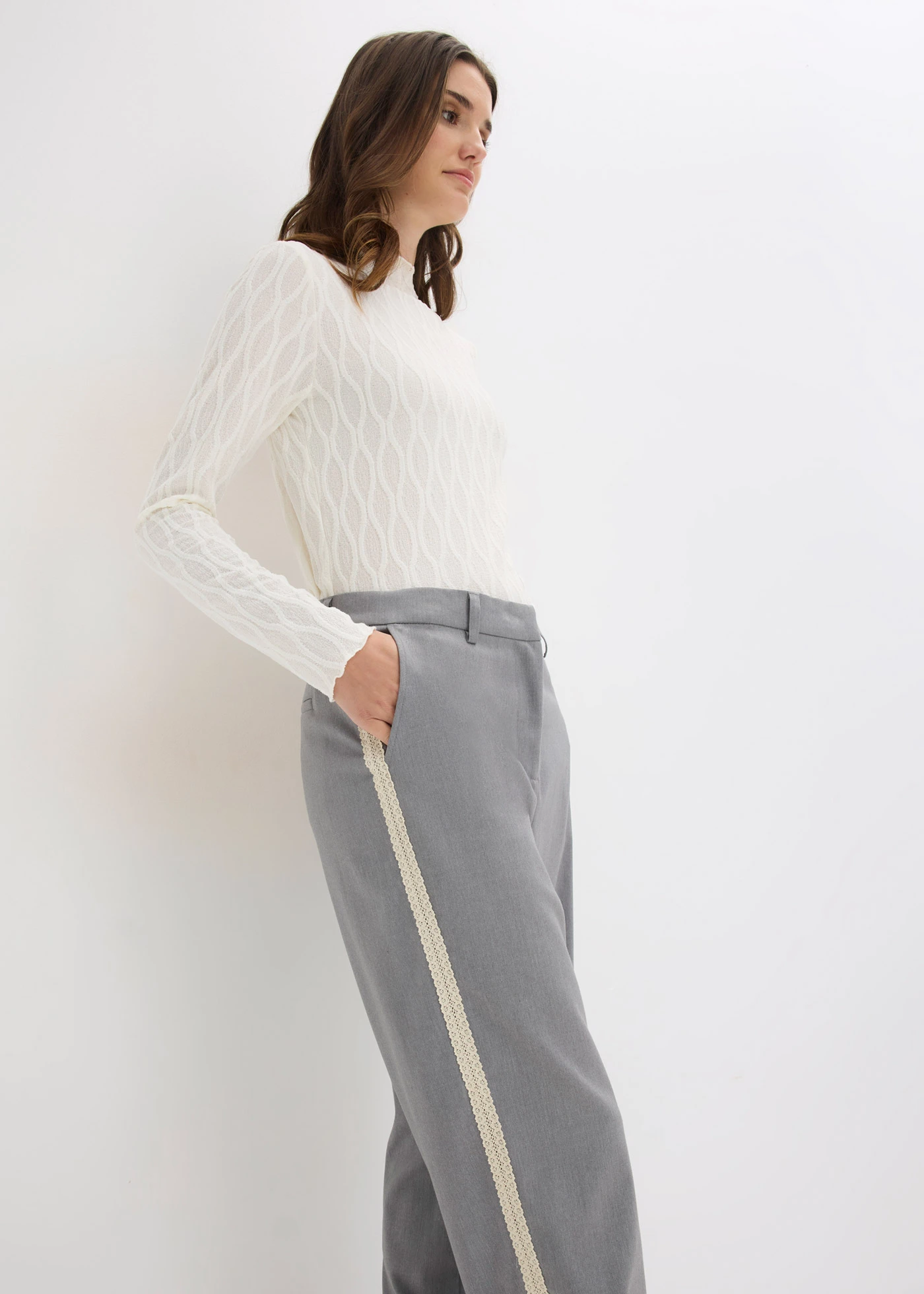 Pantalon met comfortabele tailleband • grijs gemêleerd • bonprix online shop