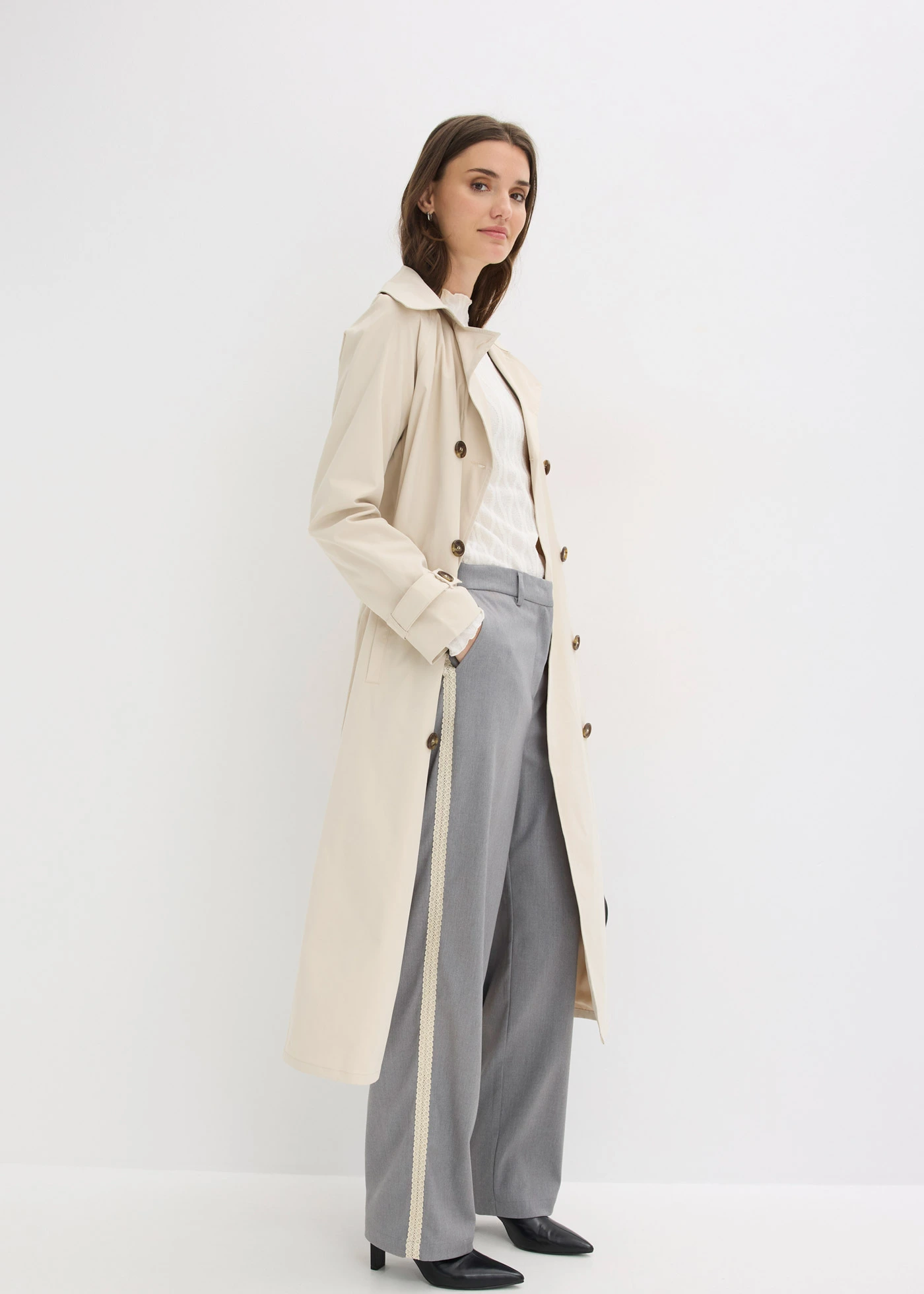 Pantaloni de costum cu talie confortabilă • gri melanj • magazin bonprix