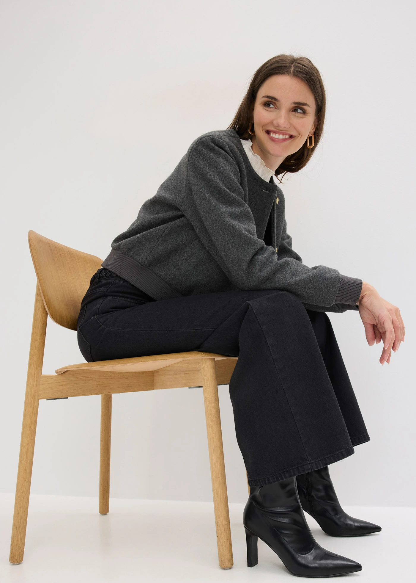 Pantaloni din twill din bumbac organic 100% • negru • magazin bonprix