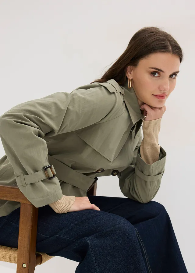 Korte trenchcoat • olijfgroen • product-page.page-title-suffix