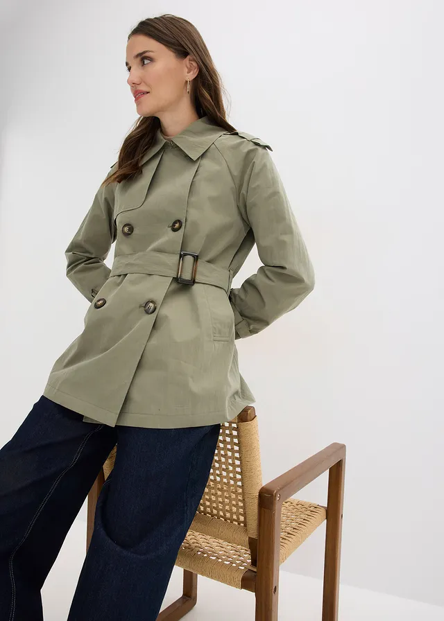 Korte trenchcoat • olijfgroen • product-page.page-title-suffix
