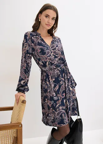 Rochie din jerse din amestec moale cu viscoză, culoare: bleumarin paisley