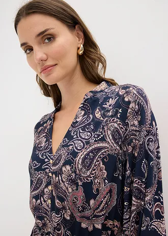 Rochie din jerse din amestec moale cu viscoză • bleumarin paisley • magazin bonprix