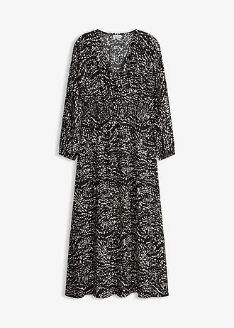 Rochie maxi din viscoză 100% • negru-alb cu imprimeu • magazin bonprix