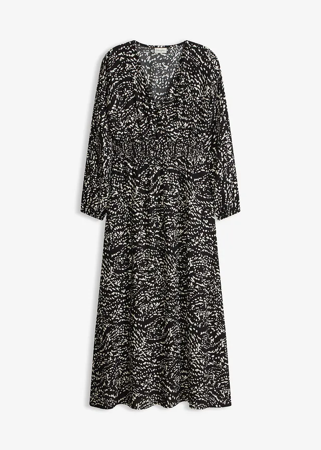 Rochie maxi din viscoză 100% • negru-alb cu imprimeu • magazin bonprix