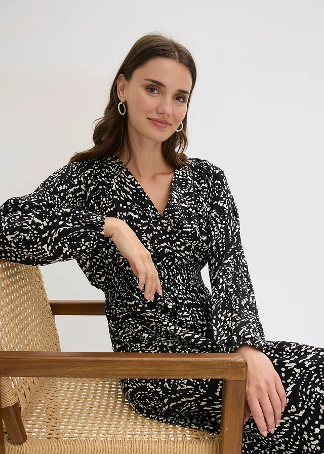 Maxi jurk van viscose • zwart-wit gedessineerd • product-page.page-title-suffix
