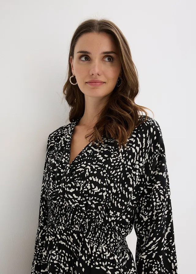 Maxi jurk van viscose • zwart-wit gedessineerd • product-page.page-title-suffix