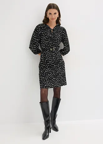 Rochie din jerse în linie de A • negru, cu imprimeu grafic • magazin bonprix