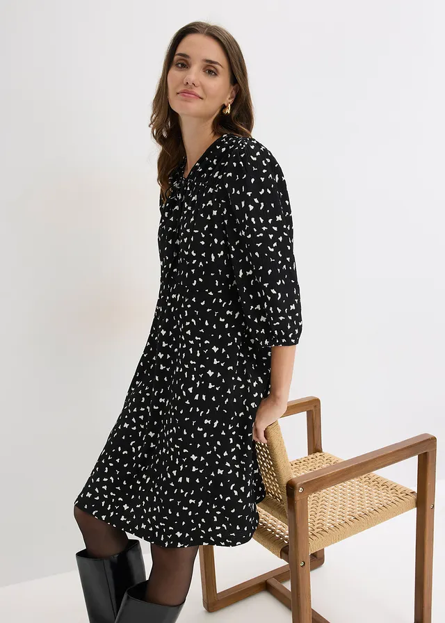 Robe trapèze en jersey • noir graphique • product-page.page-title-suffix