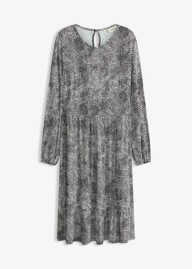 Rochie midi din jerse cu viscoză • negru/alb • magazin bonprix