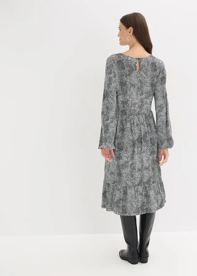 Robe midi en jersey viscose extensible • noir / blanc • product-page.page-title-suffix