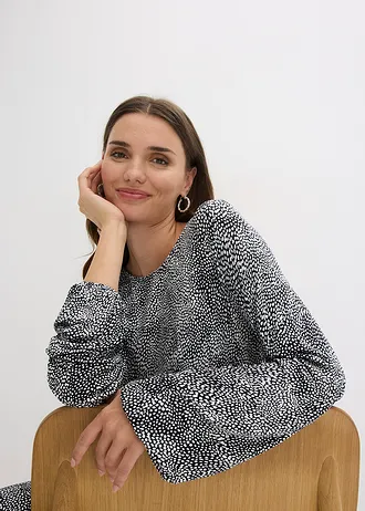 Midi jurk van viscose-mix • zwart/wit • bonprix online shop