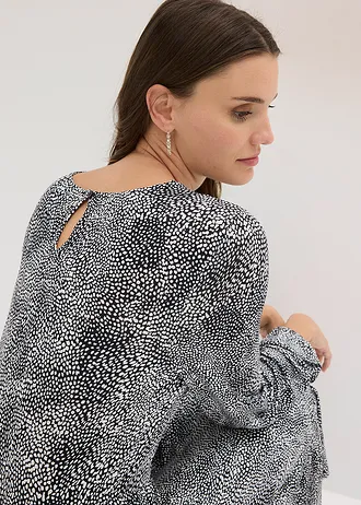 Midi jurk van viscose-mix • zwart/wit • bonprix online shop