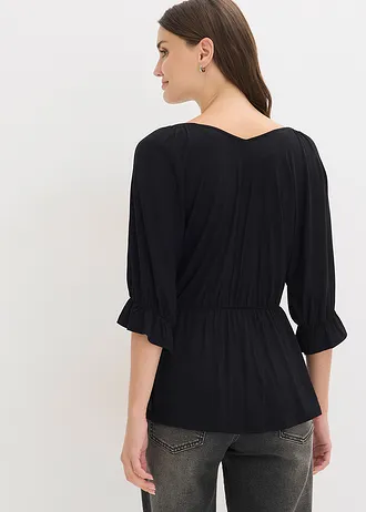 Shirt tuniek in een viscosemix, Kleur: zwart