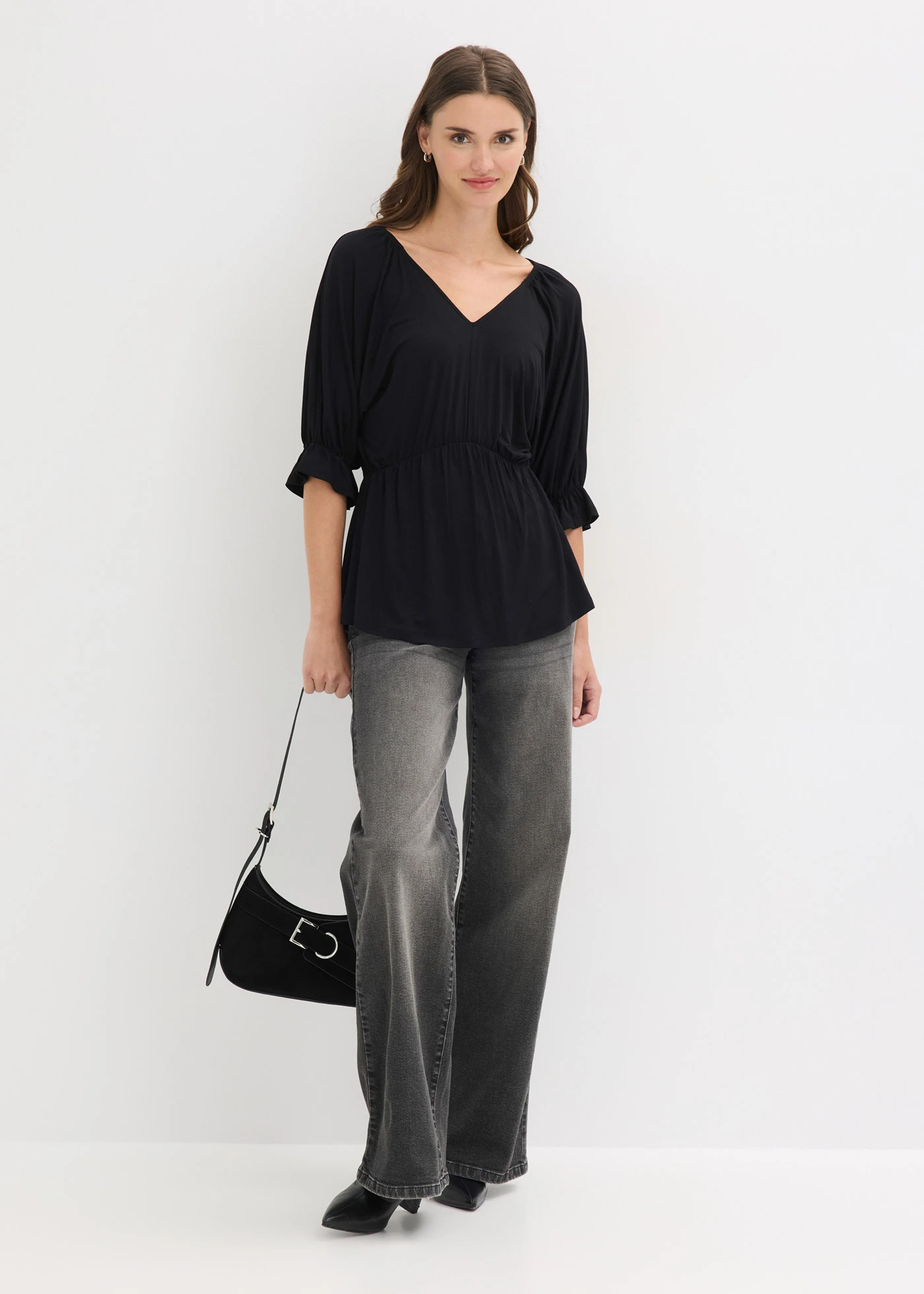 Tunika z mieszanki wiskozy • czarny • sklep bonprix