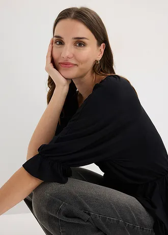 Shirt tuniek in een viscosemix • zwart • bonprix online shop