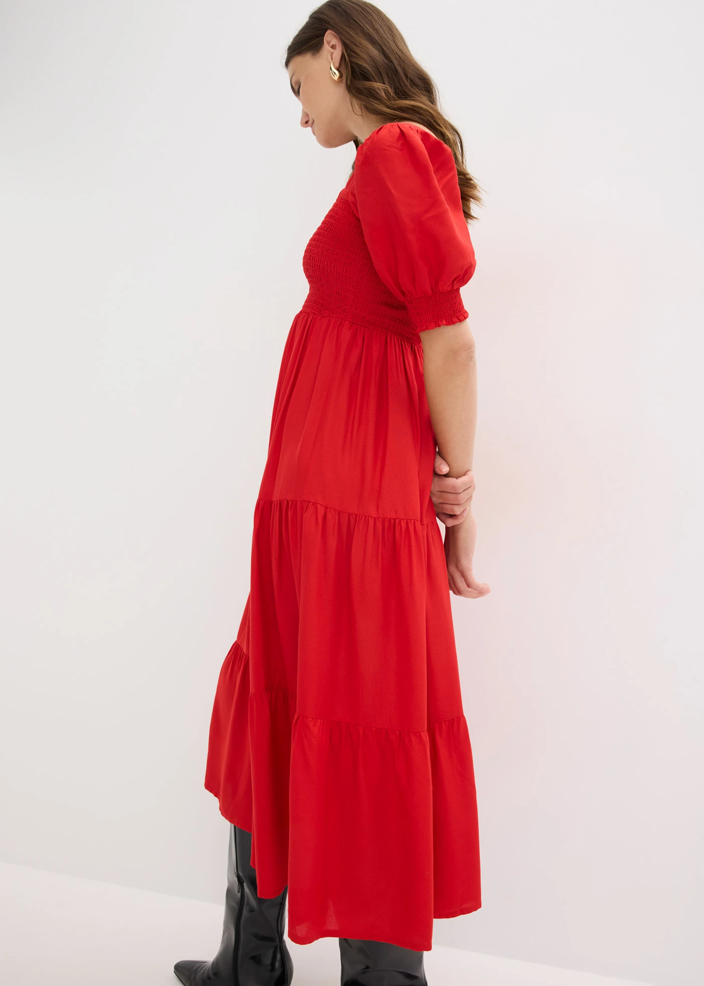 Rochie midi cu imprimeu • roşu-căpşună • magazin bonprix