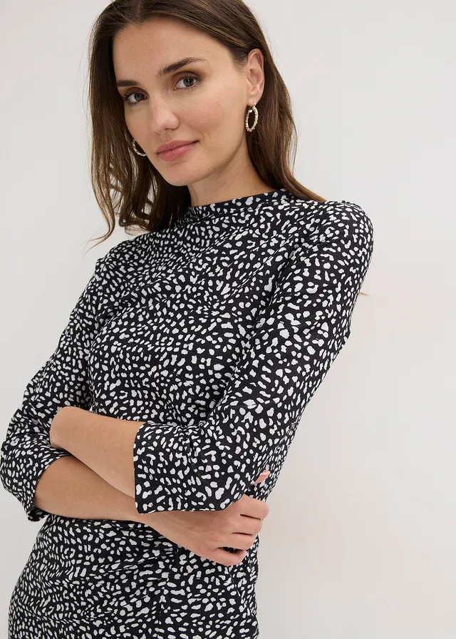 Robe en jersey • noir-blanc imprimé • product-page.page-title-suffix