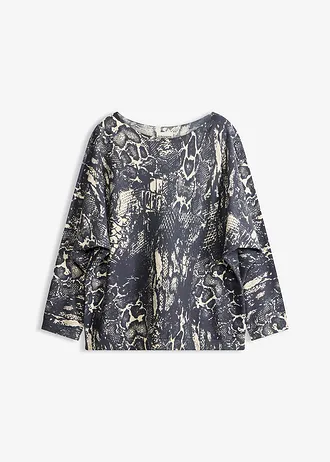 Trui met vleermuismouwen met slangenprint • leisteengrijs-parelwit slangenprint • bonprix online shop