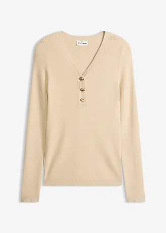 Sweter w prążek z wiskozą