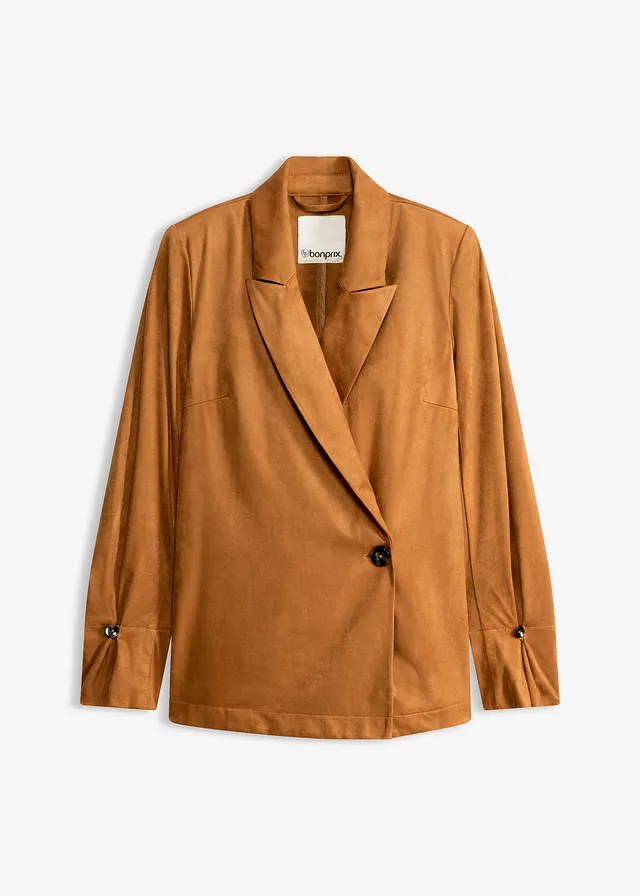 Blazer en suédine, Couleur: doré cognac
