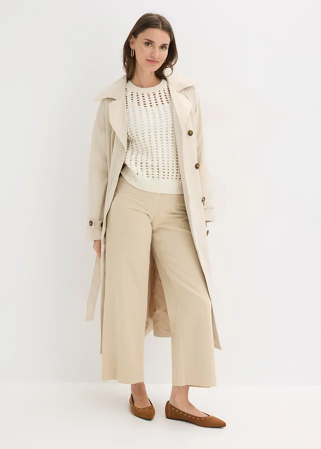 Pull manches courtes ajouré 100% coton ecru