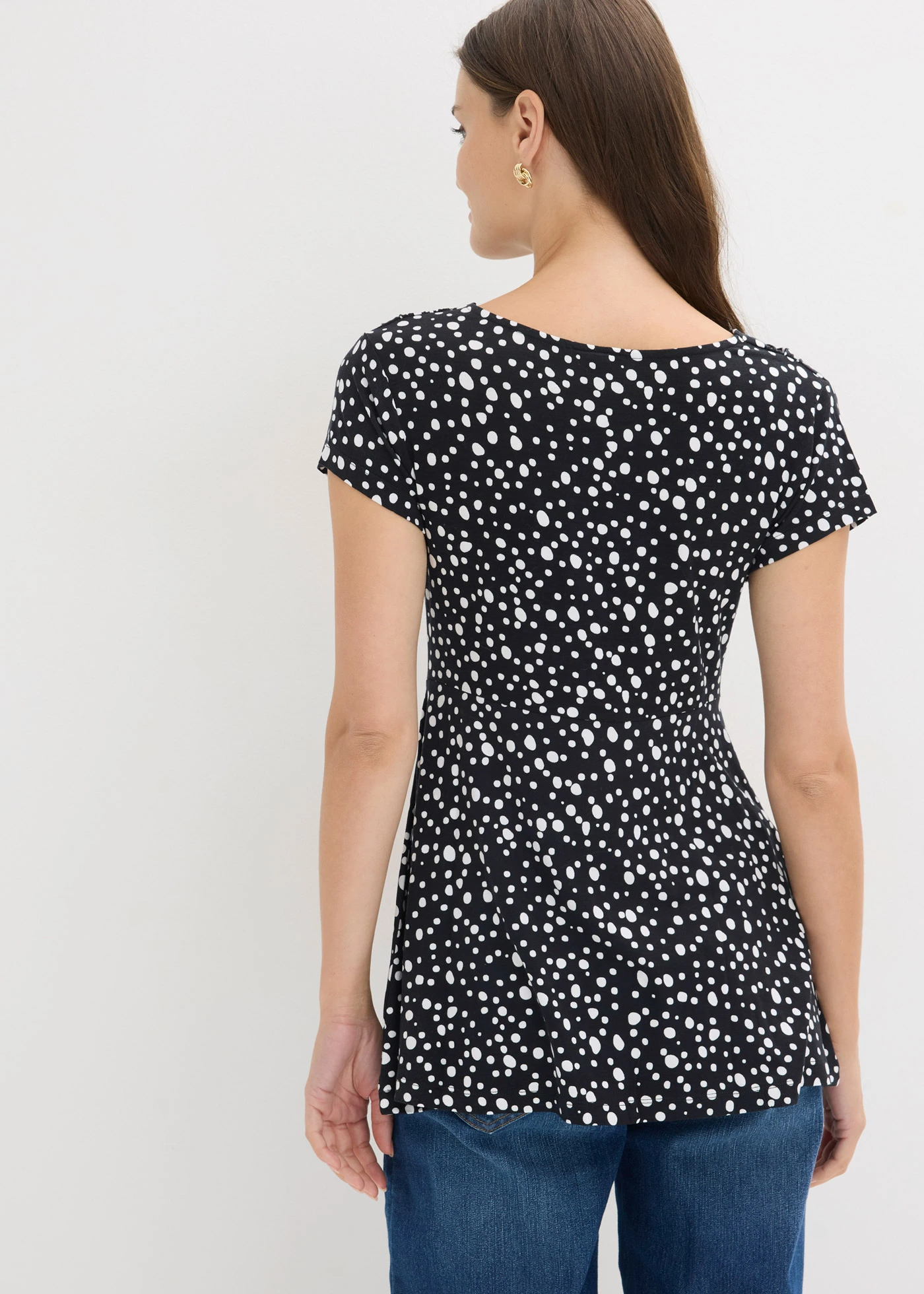 Shirt in een viscosemix • gestipt zwart/wit • bonprix online shop