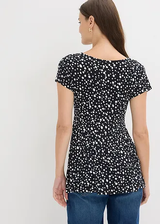 T-shirt en viscose extensible • noir pois blanc • Boutique bonprix