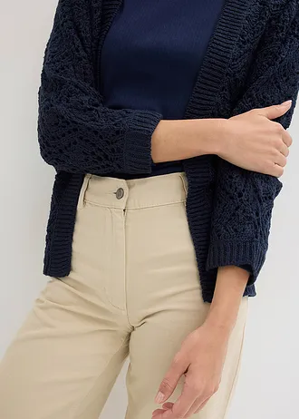 Sweter ażurowy bez zapięcia • granatowy • sklep bonprix